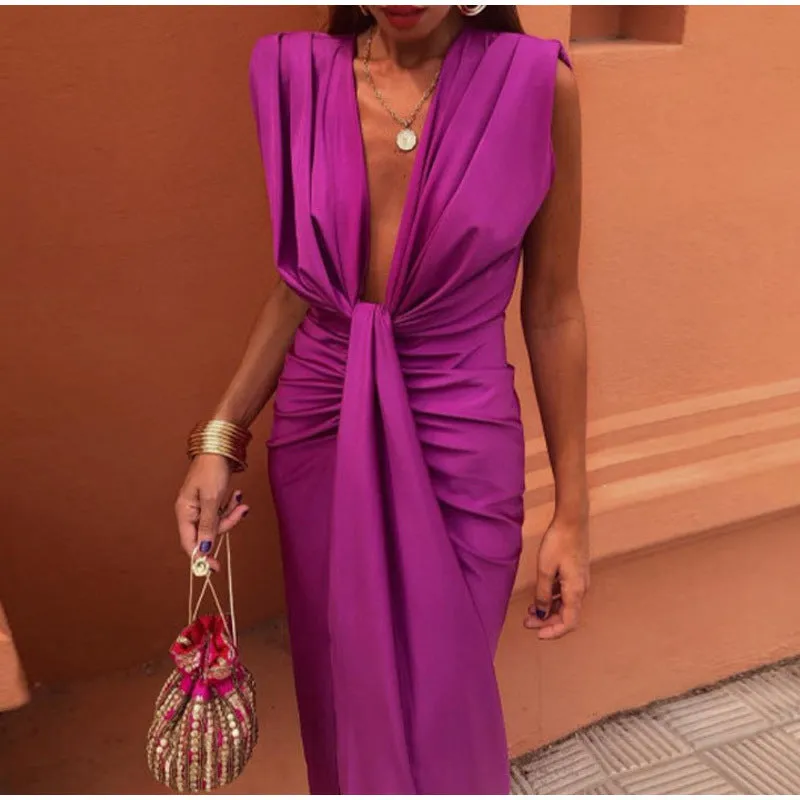 Isabella Party Dress With Deep Neckline