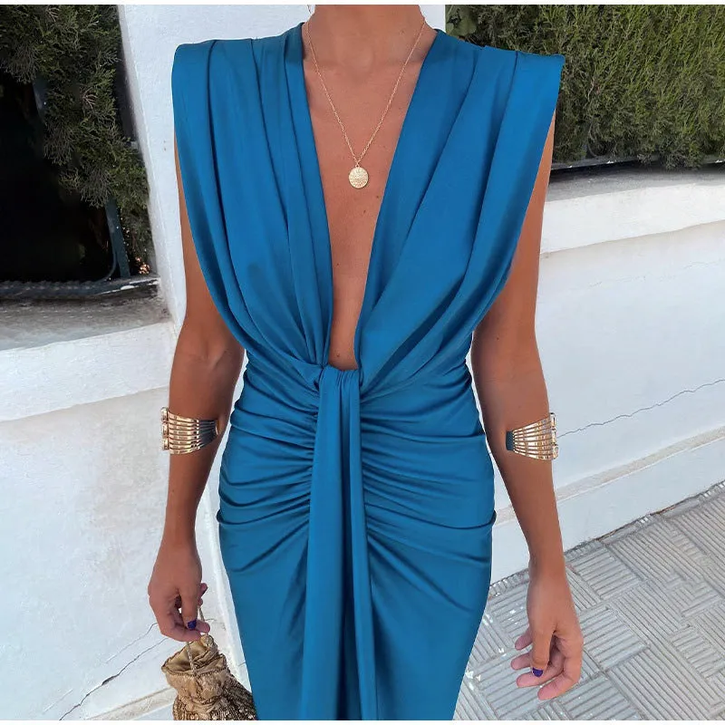 Isabella Party Dress With Deep Neckline