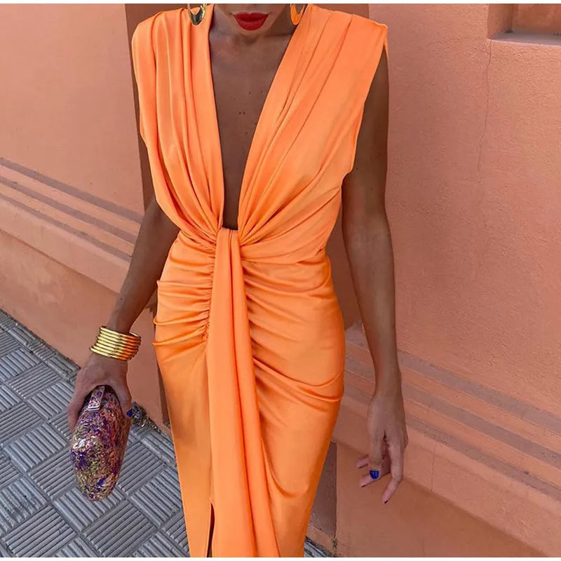 Isabella Party Dress With Deep Neckline
