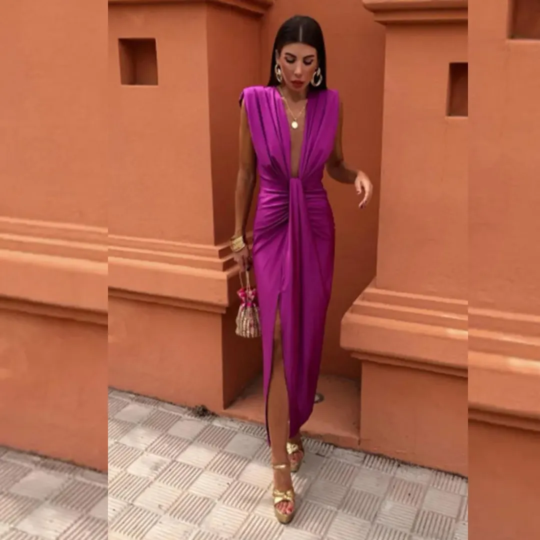 Isabella Party Dress With Deep Neckline