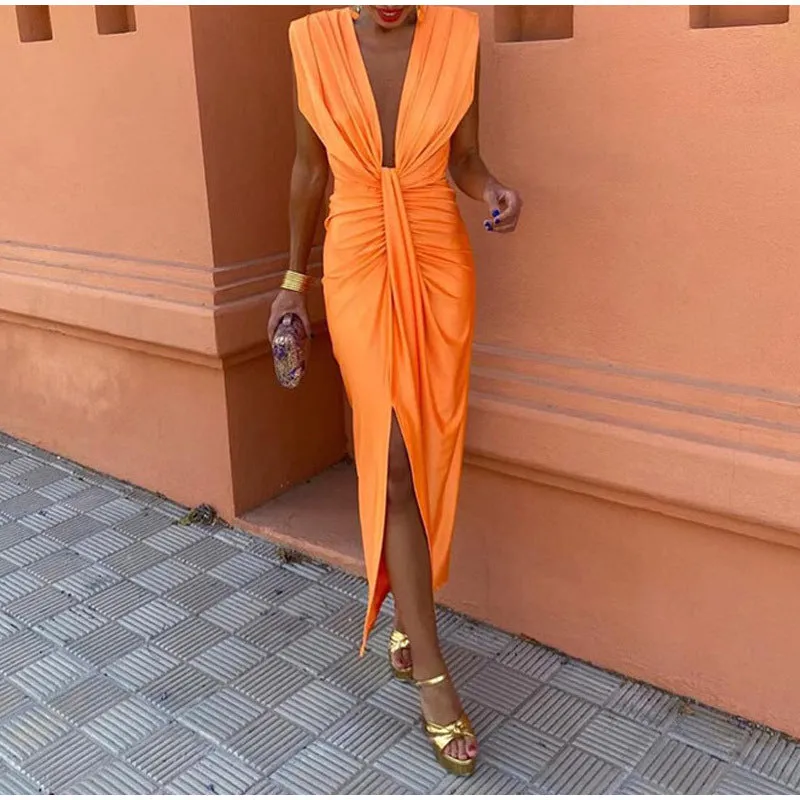Isabella Party Dress With Deep Neckline