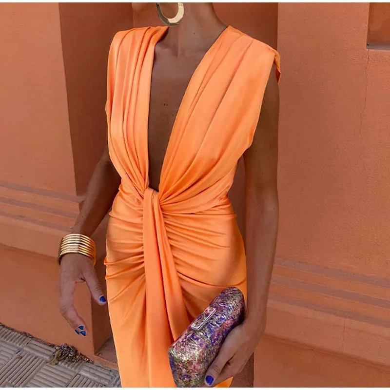 Isabella Party Dress With Deep Neckline