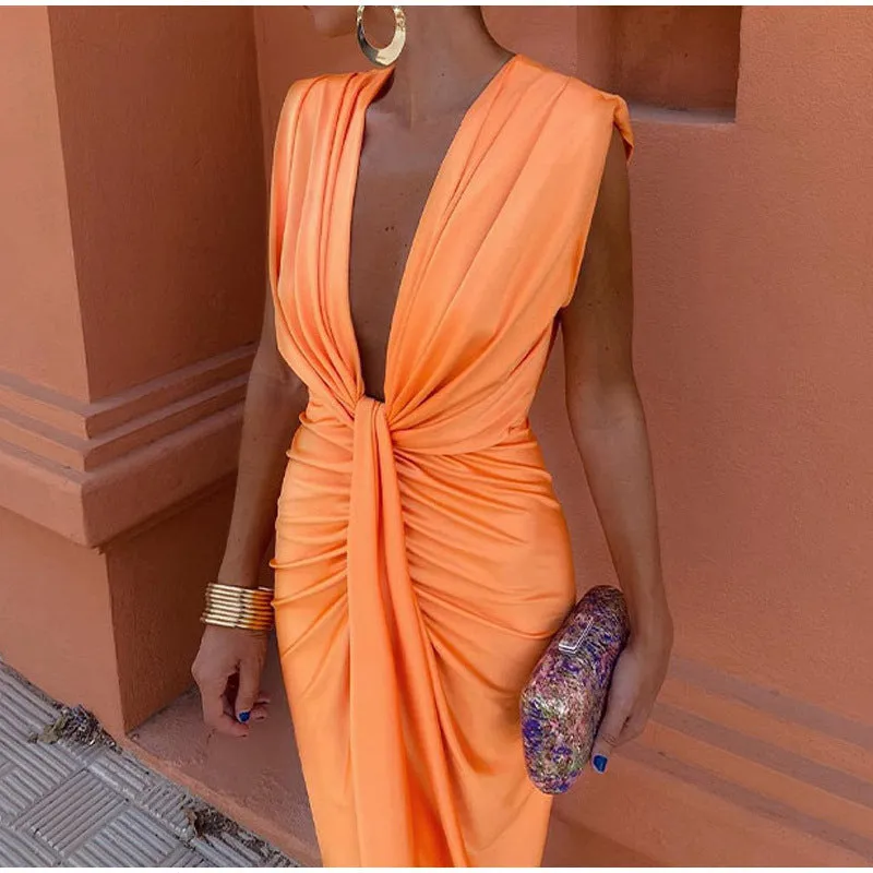 Isabella Party Dress With Deep Neckline