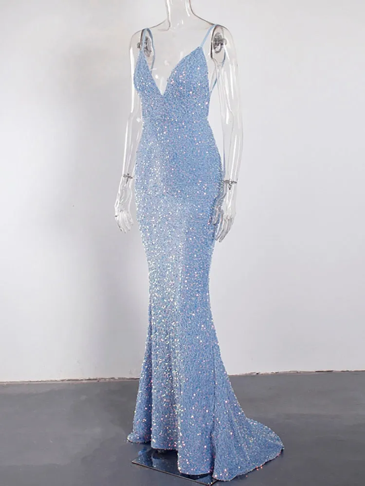 JuliaFashion - 2024 Velvet Padded Stretch Prom Evening Long Dress