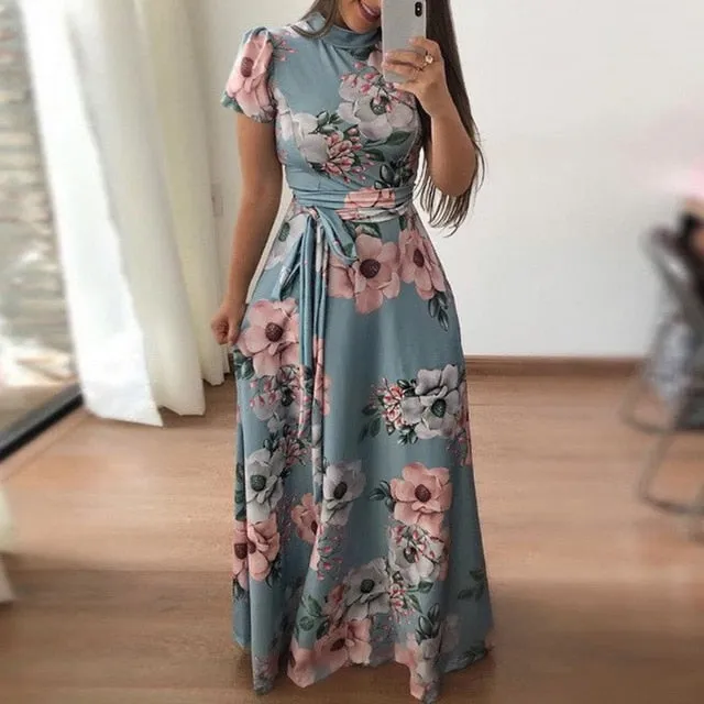 Ladies Torridity Fashion    Sleeve Maxi Dress Women Colorblock  Waist Dress
