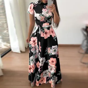 Ladies Torridity Fashion    Sleeve Maxi Dress Women Colorblock  Waist Dress