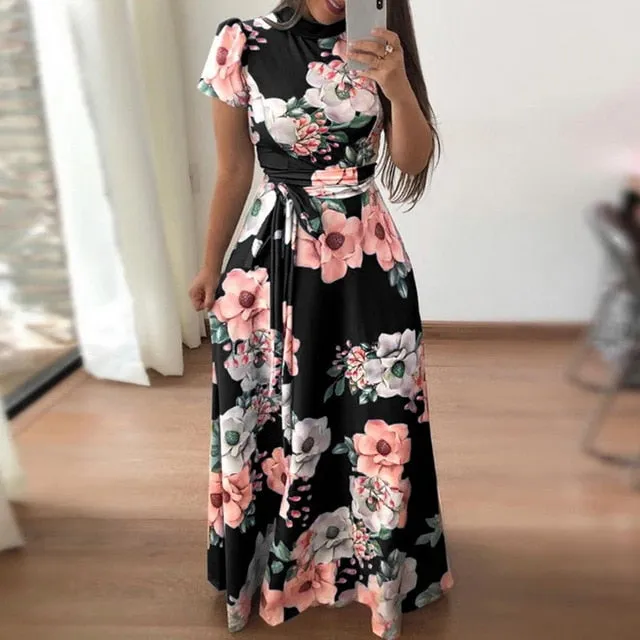 Ladies Torridity Fashion    Sleeve Maxi Dress Women Colorblock  Waist Dress