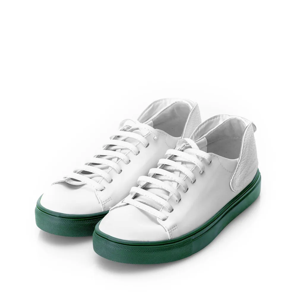 Leaves Reunion white sneakers - green sole