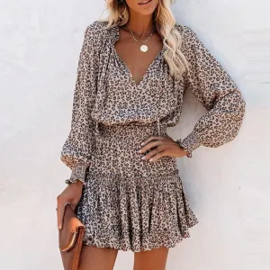 Light and Wild Leopard Print Elastic Summer Mini Dresses