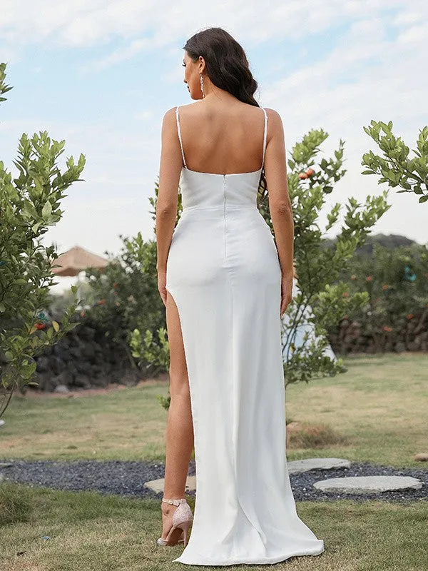 Luolandi Mermaid Sweetheart Satin Evening & Prom Dress Sweep Train With Slit Sexy Party Dresses