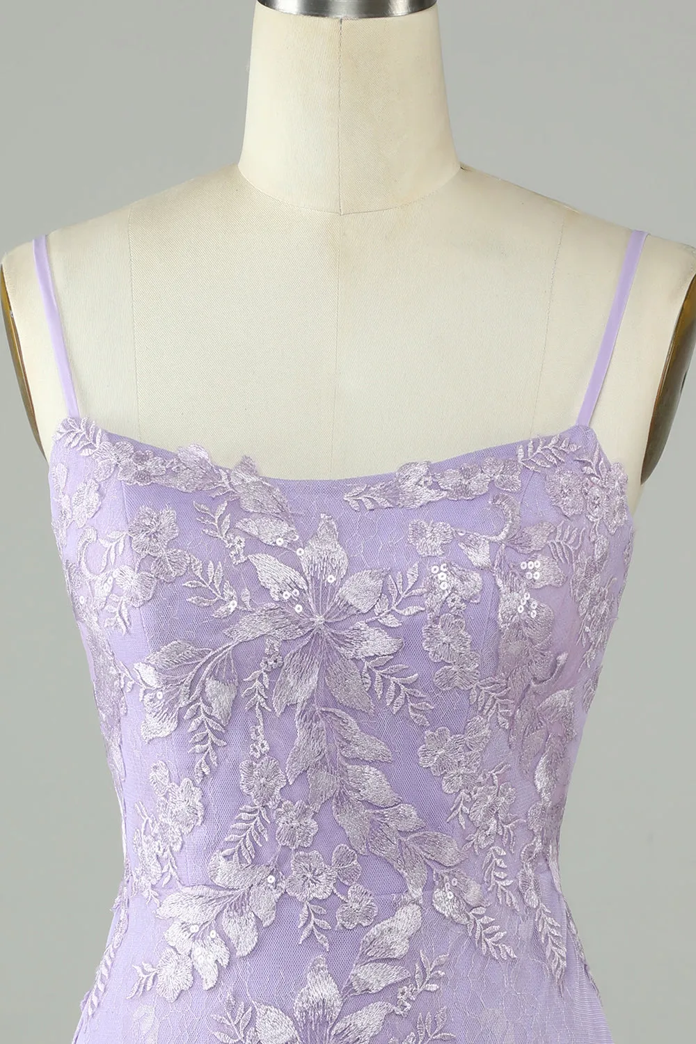 Luolandi Vintage Sheath Spaghetti Straps Satin Short Homecoming Dresses with Applique Beautiful