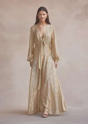Luxe De Valentina Fontana Maxi Dress in Gold Supernova
