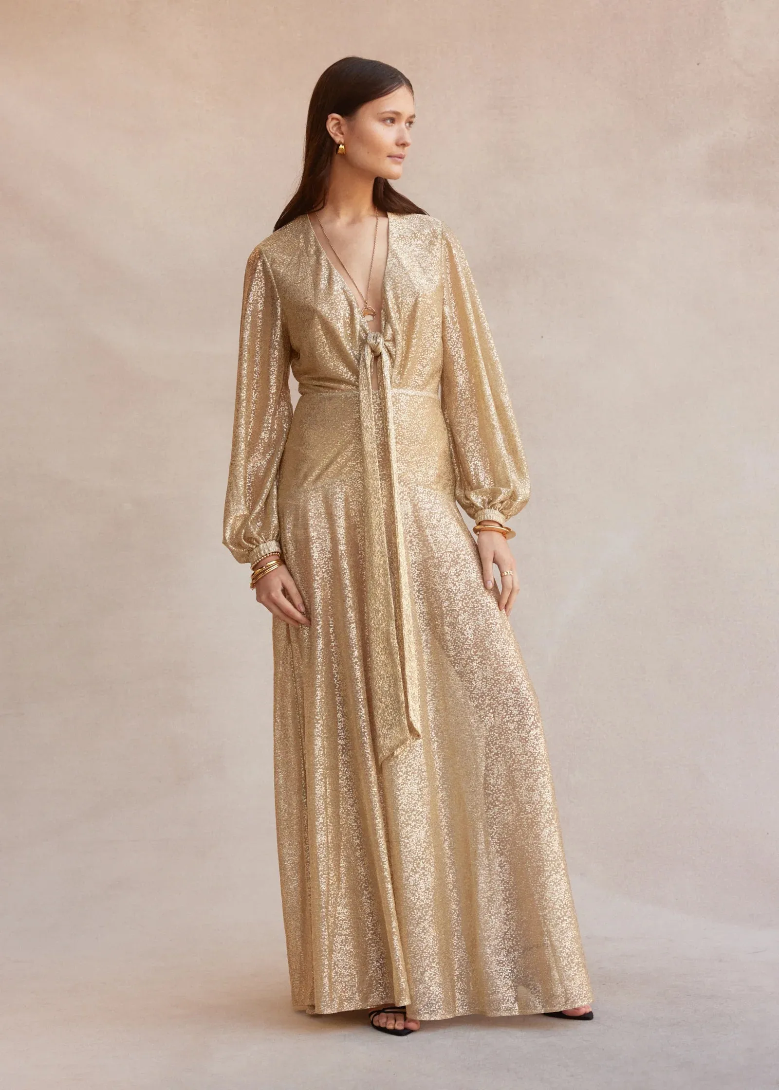 Luxe De Valentina Fontana Maxi Dress in Gold Supernova