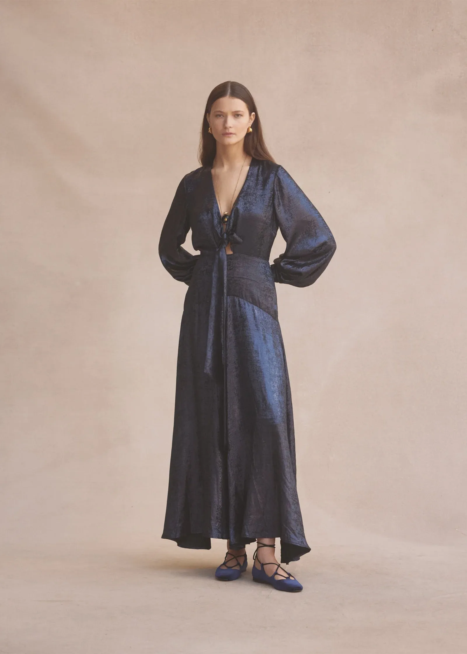 Luxe De Valentina Fontana Maxi Dress in Navy