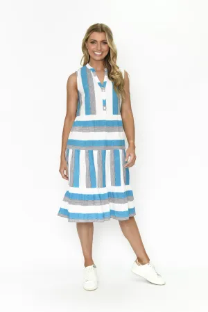 One Summer Lily Button Bodice Dress Turquoise 8