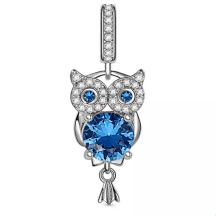 Owl Dangle Charm - 925 Sterling Silver
