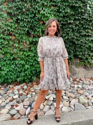 Playful Paisley Dress - Tan/Multi