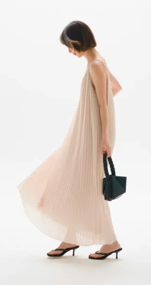 Pleated V Cami Maxi Dress in Cream