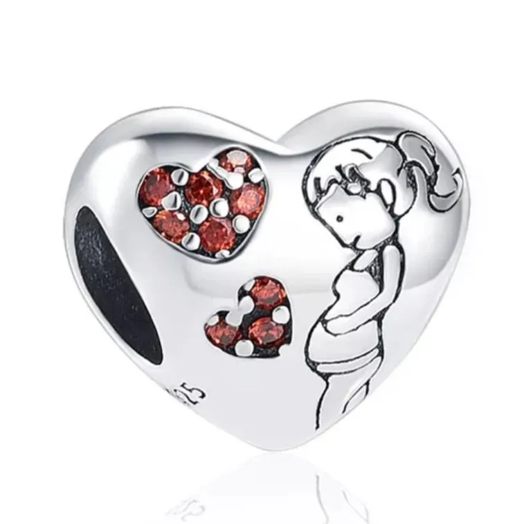 Pregnancy Heart Charm - 925 Sterling Silver