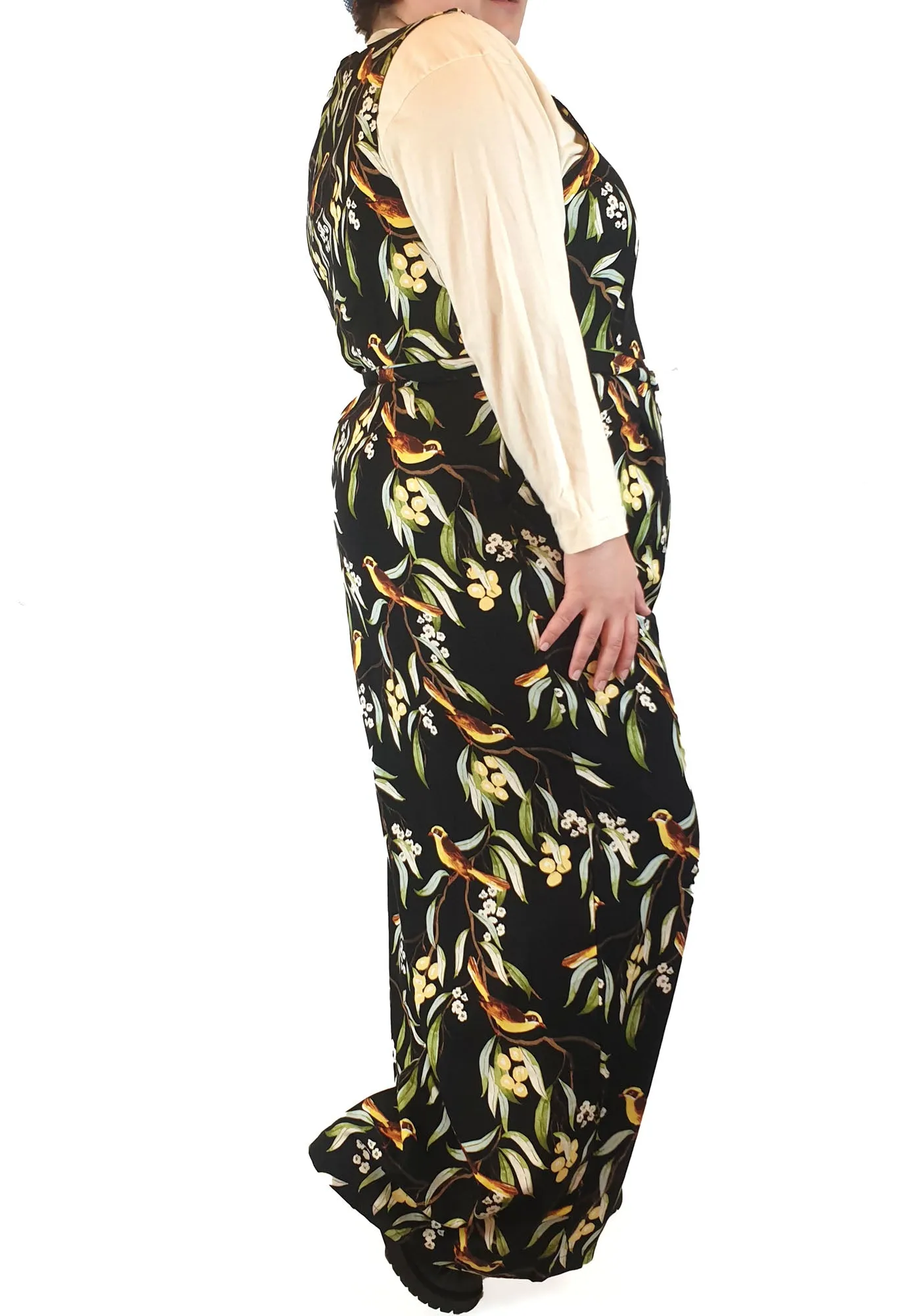 Princess Highway black floral print sleeveless jumpsuit size 20