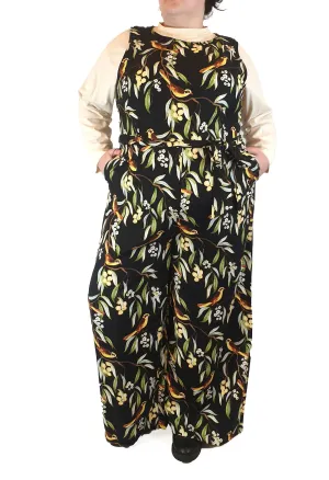 Princess Highway black floral print sleeveless jumpsuit size 20