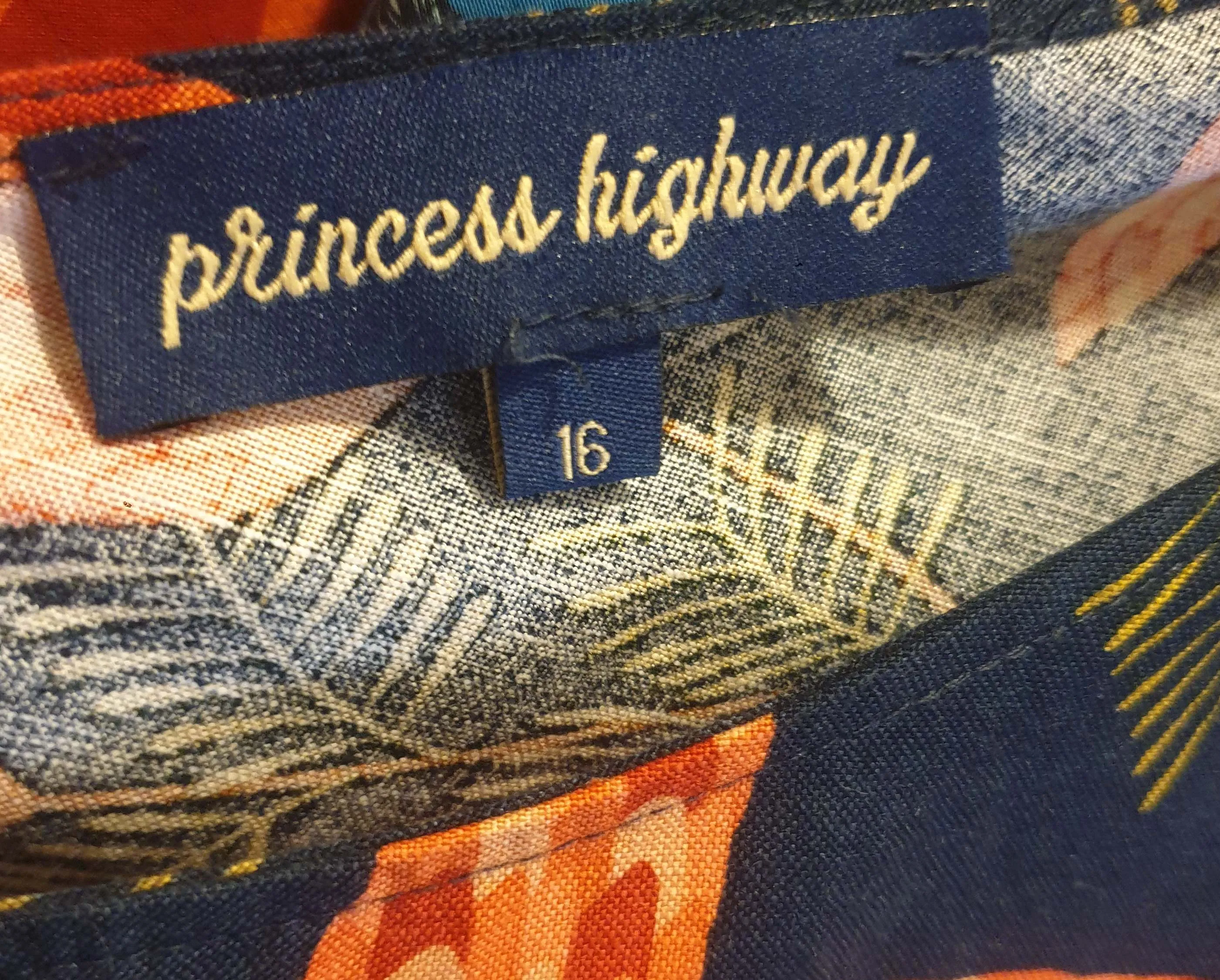 Princess Highway navy pine cone print dress size 16
