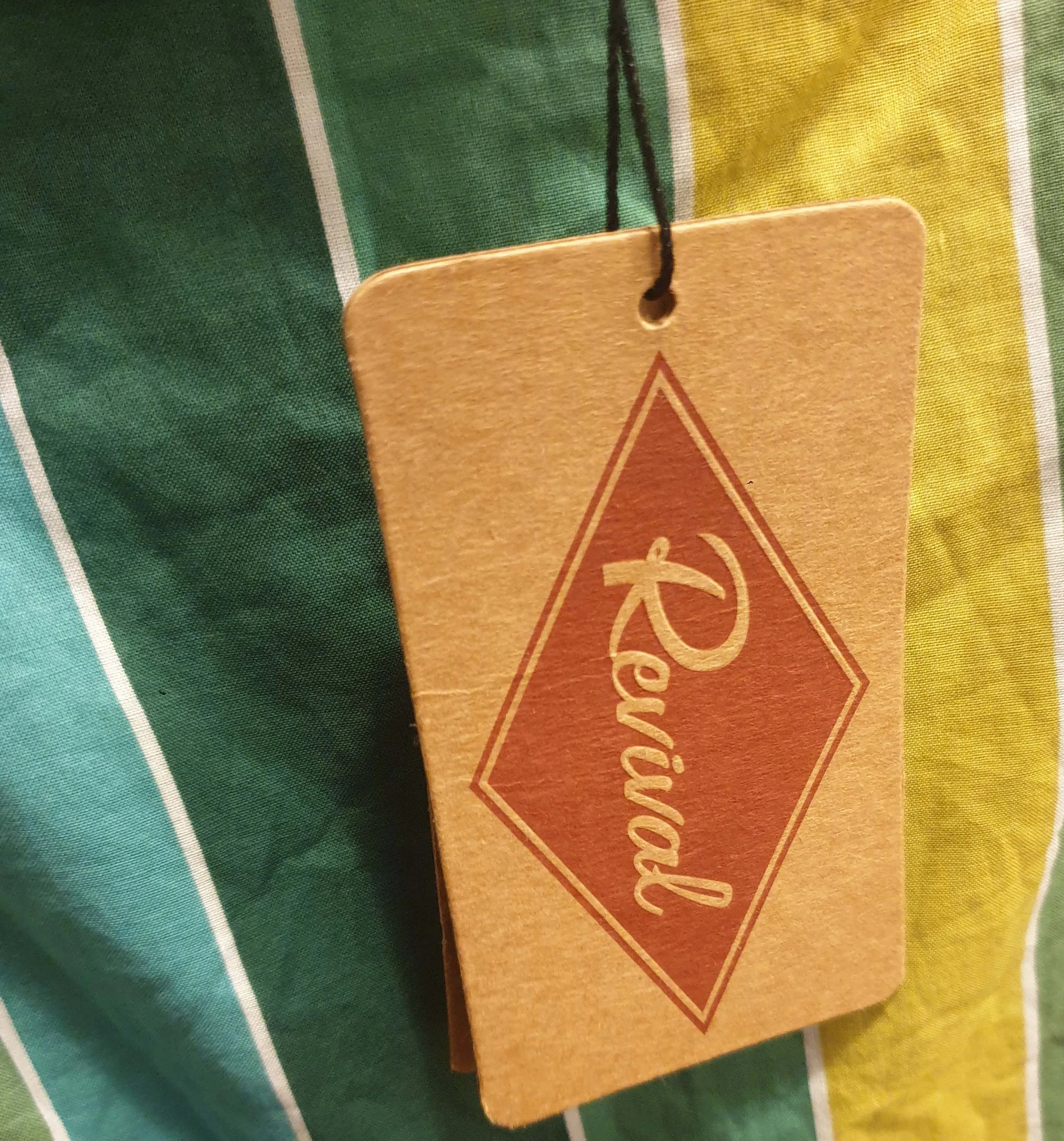 Revival green, blue and mustard striped dress size 16