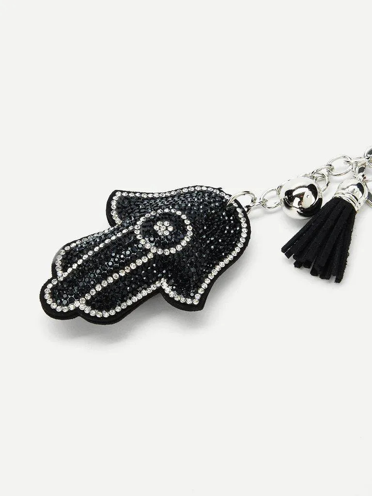 Rhinestone Overlay Charm Keychain