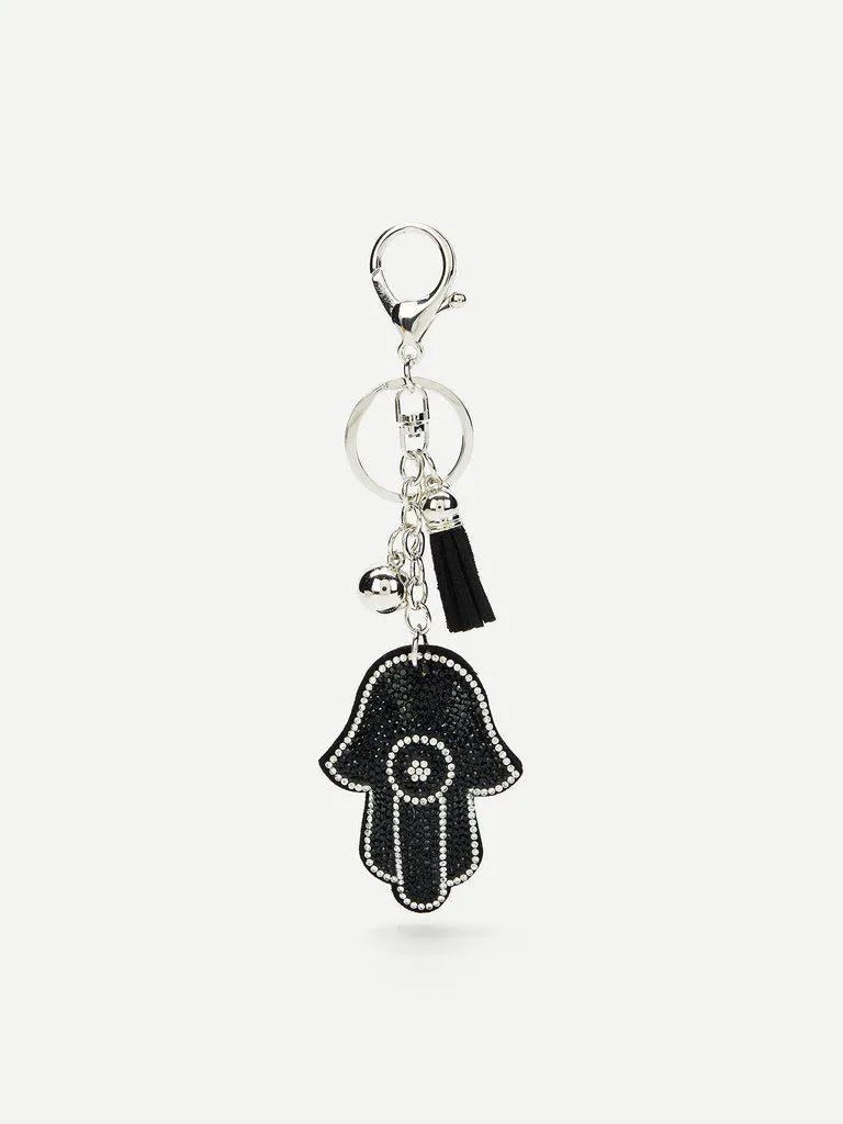 Rhinestone Overlay Charm Keychain