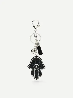 Rhinestone Overlay Charm Keychain