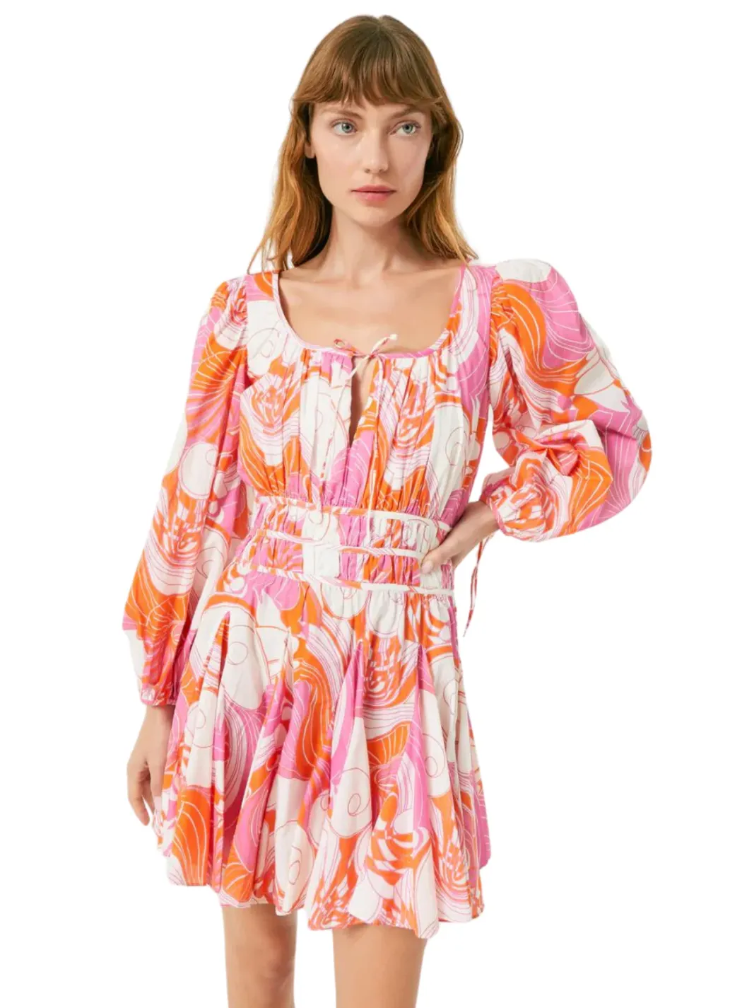 Rhode Leona Dress Pink Deco Surf