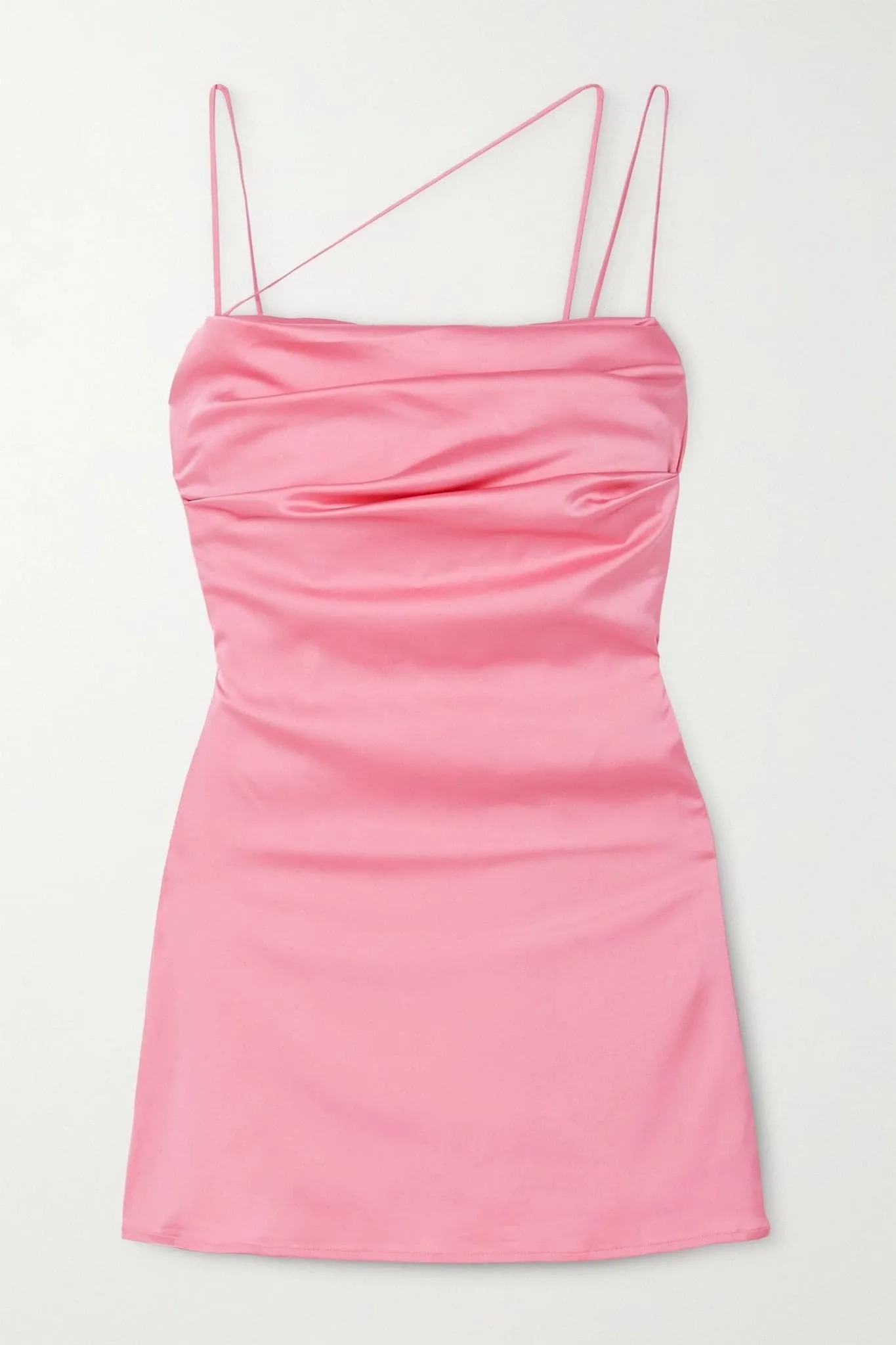Ruched satin mini dress in Pink