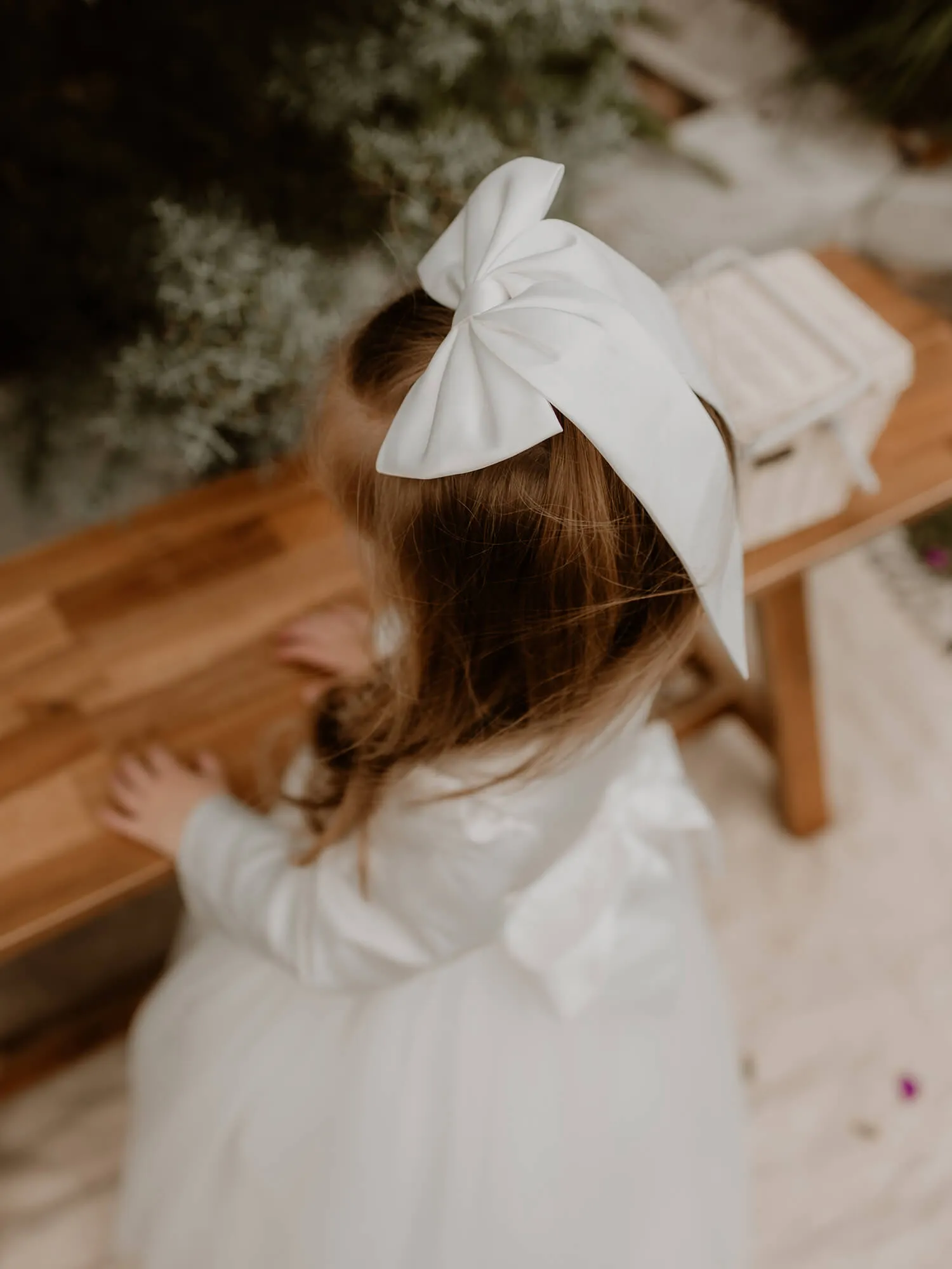 Satin bow - ivory
