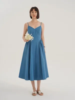 Side Panel Cami Midi Dress in Blue
