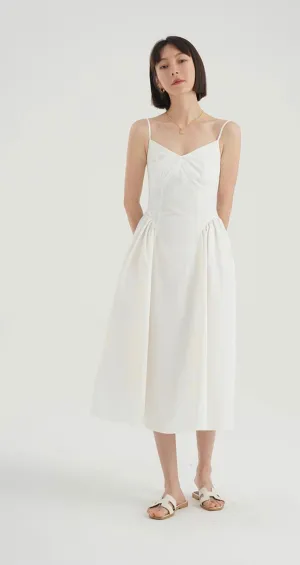 Side Panel Cami Midi Dress in White