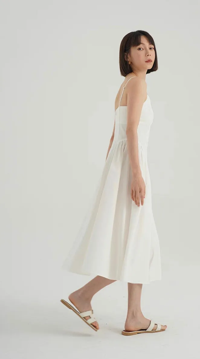 Side Panel Cami Midi Dress in White