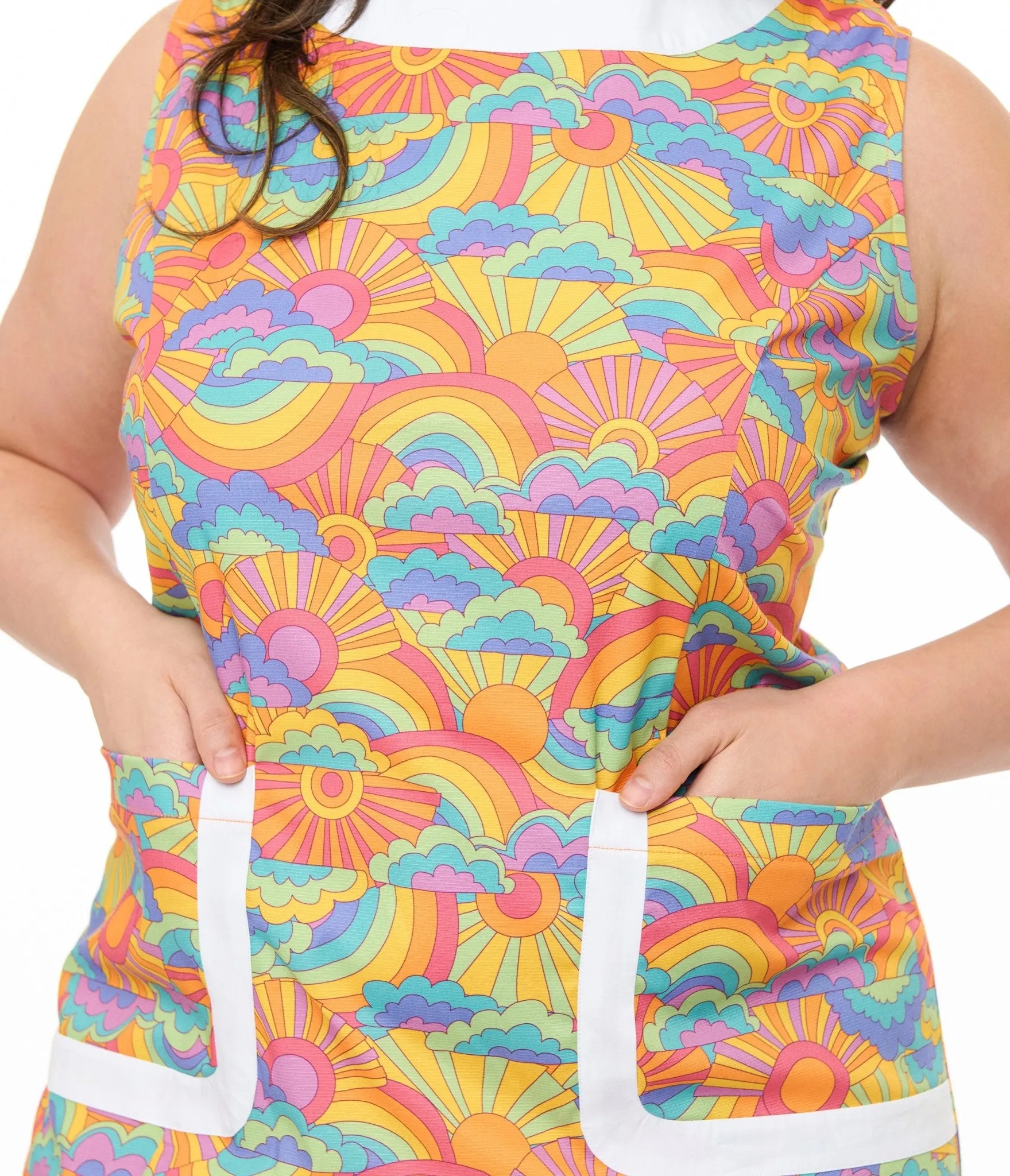 Smak Parlour Plus Size 1960s Happy Groovy Rainbows Mod Shift Dress