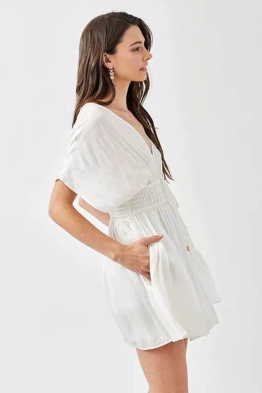 Smocked Waist With Tassel Strap Mini Dress