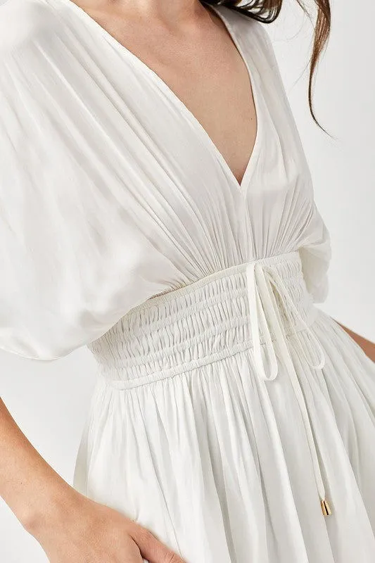 Smocked Waist With Tassel Strap Mini Dress