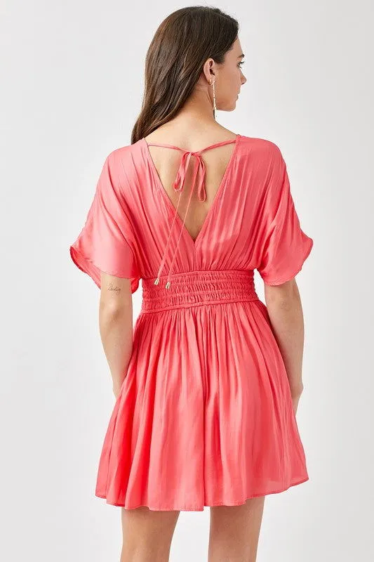 Smocked Waist With Tassel Strap Mini Dress