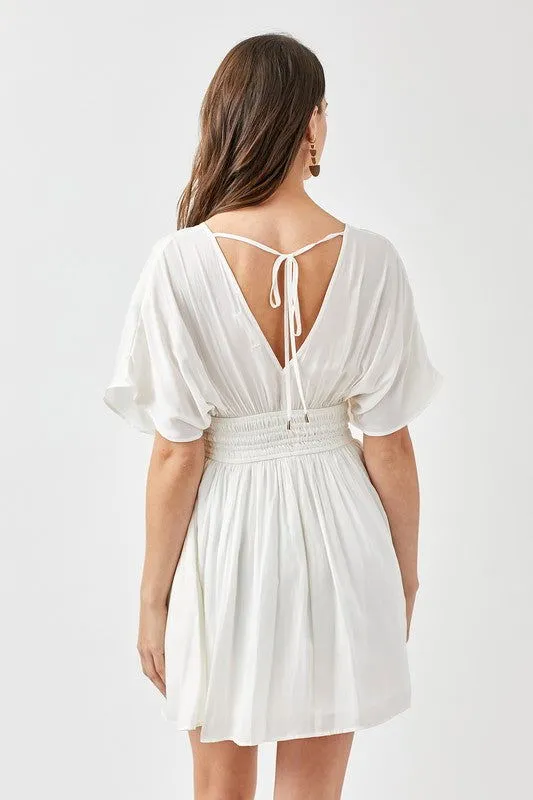 Smocked Waist With Tassel Strap Mini Dress