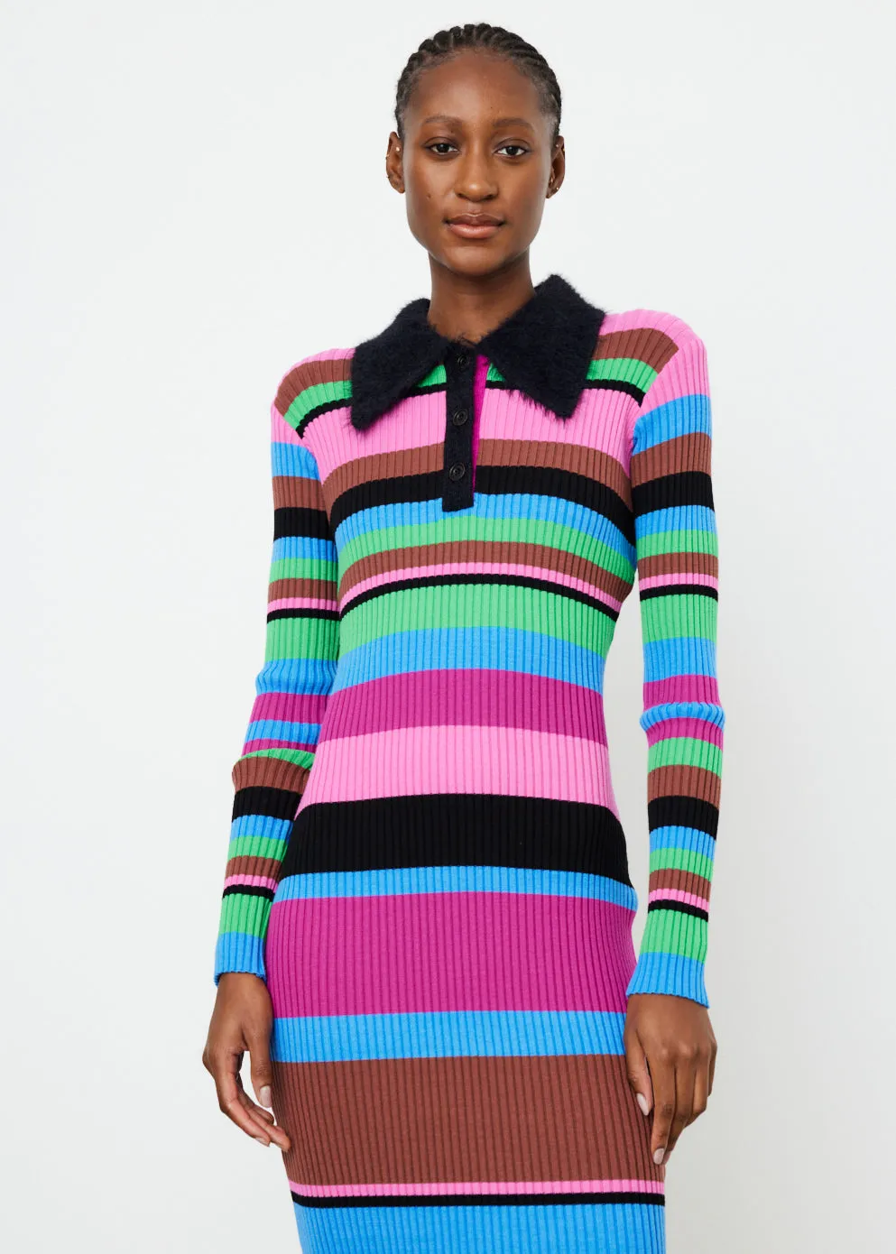 Stripe Knit Polo Dress