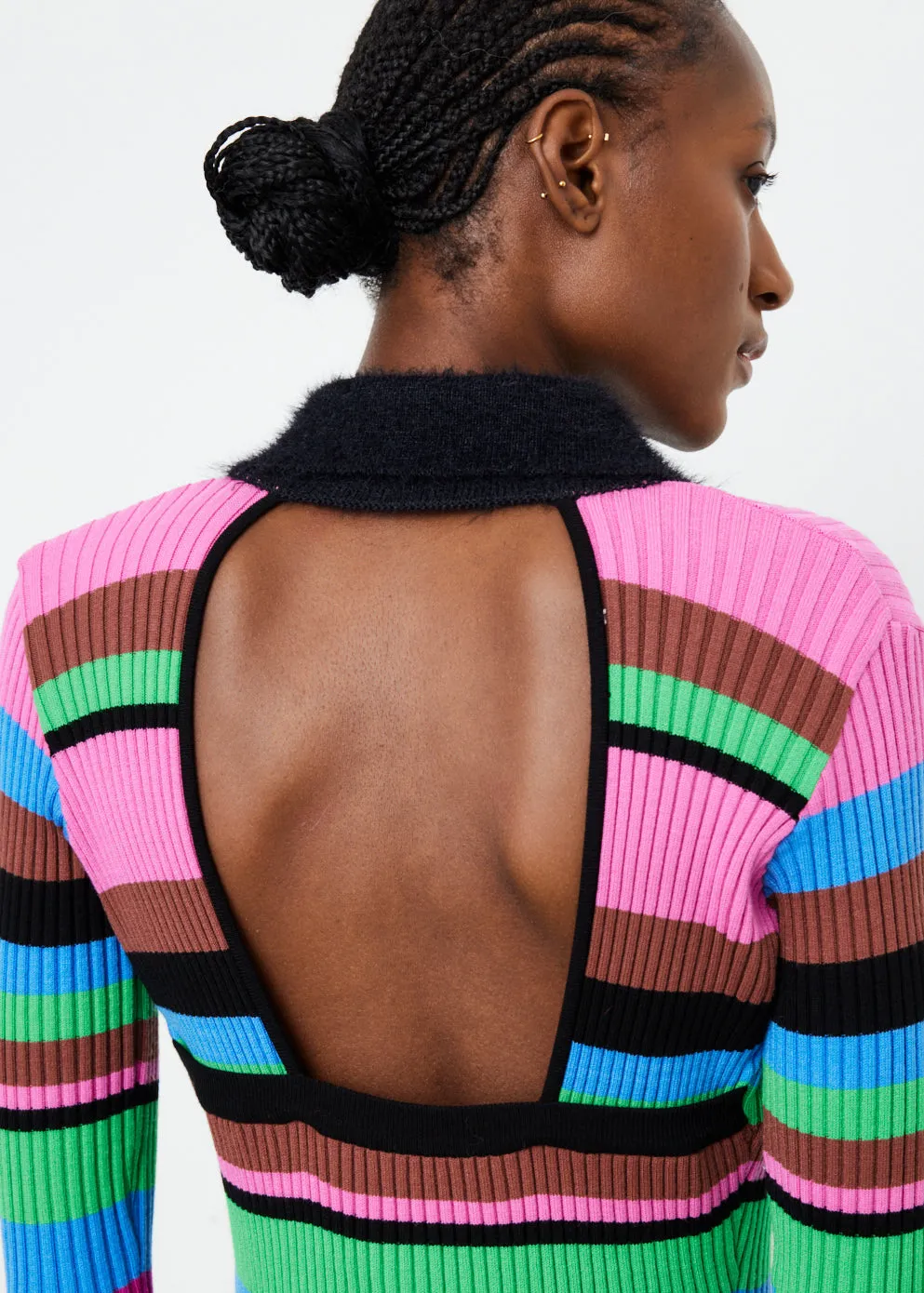 Stripe Knit Polo Dress