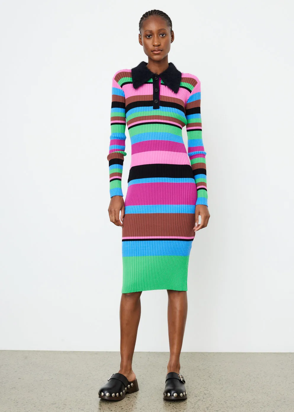 Stripe Knit Polo Dress