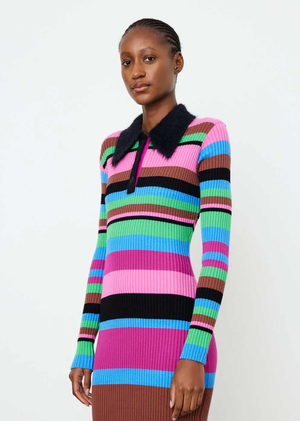 Stripe Knit Polo Dress