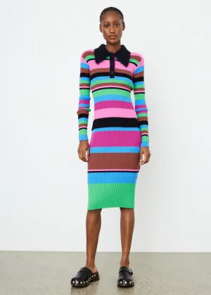 Stripe Knit Polo Dress