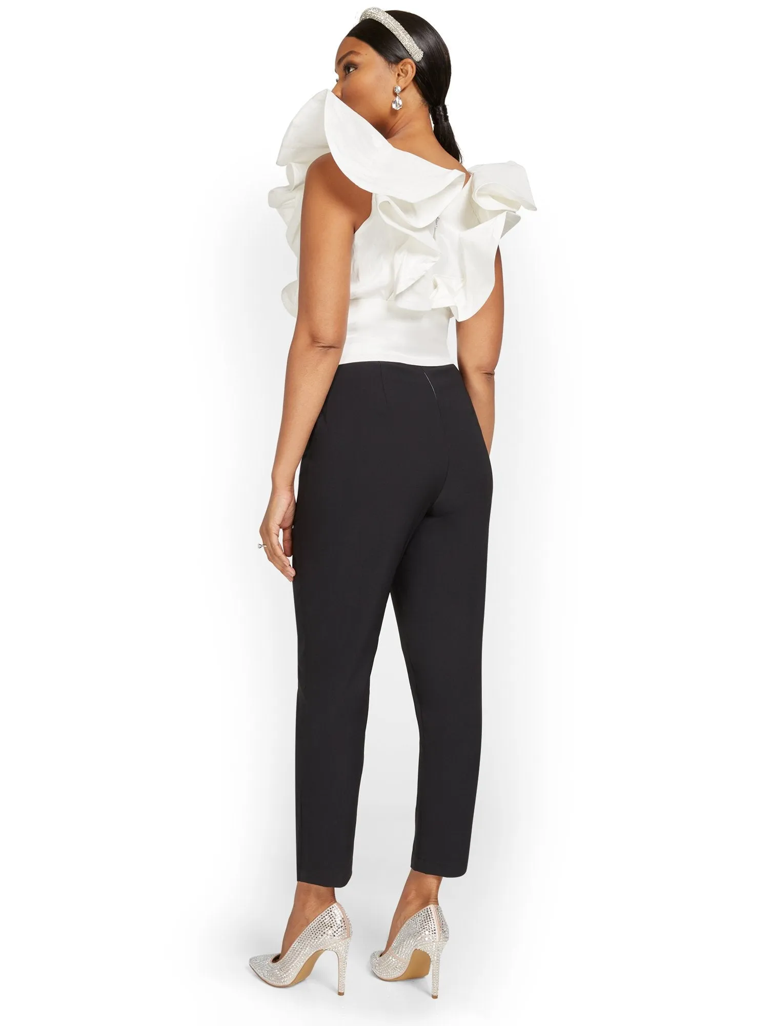 Tall Ruffle-Detail Two-Tone Jumpsuit