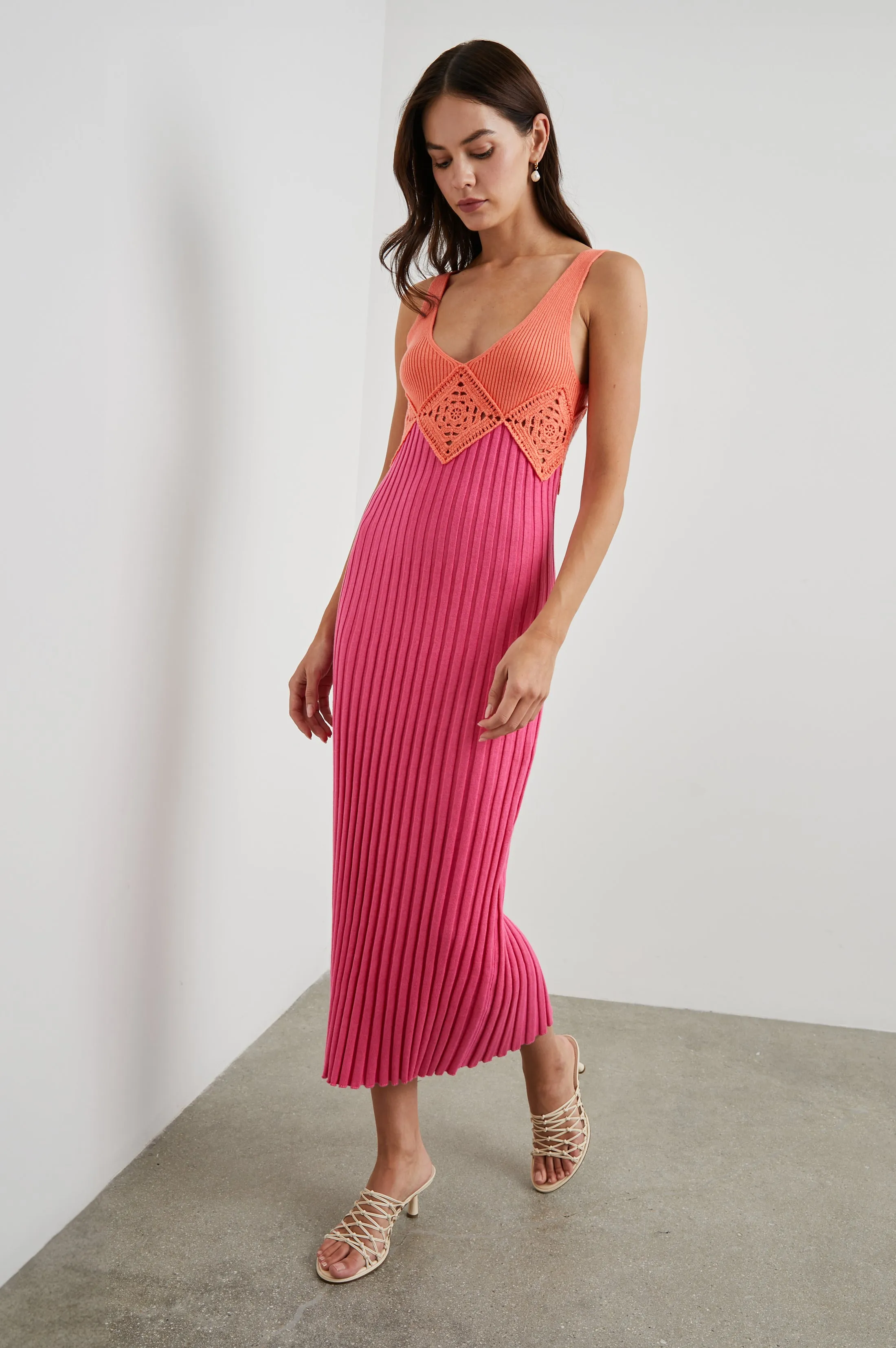 TARYN DRESS - PAPAYA COLORBLOCK