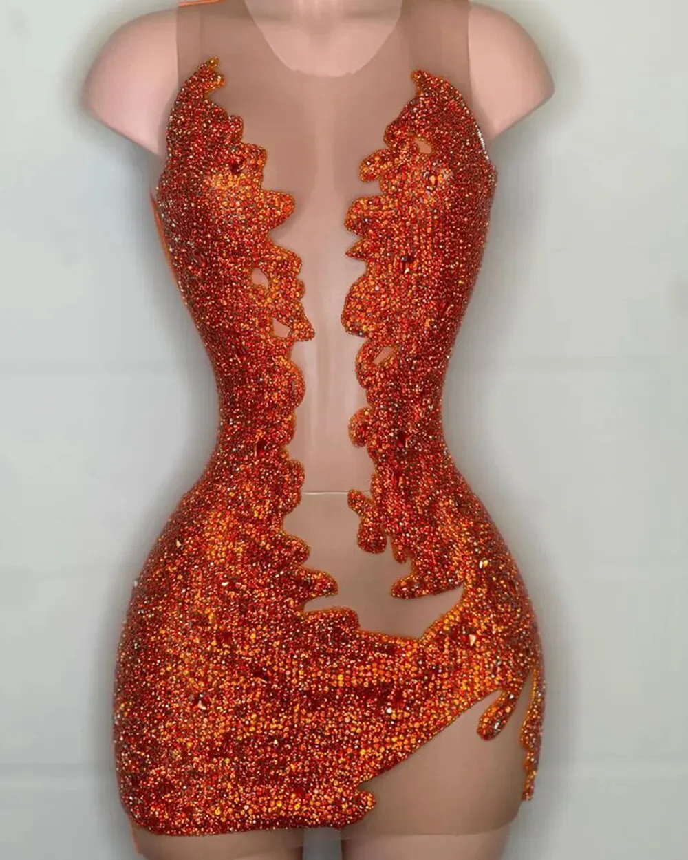 Unique Rhinestone Mini Dress