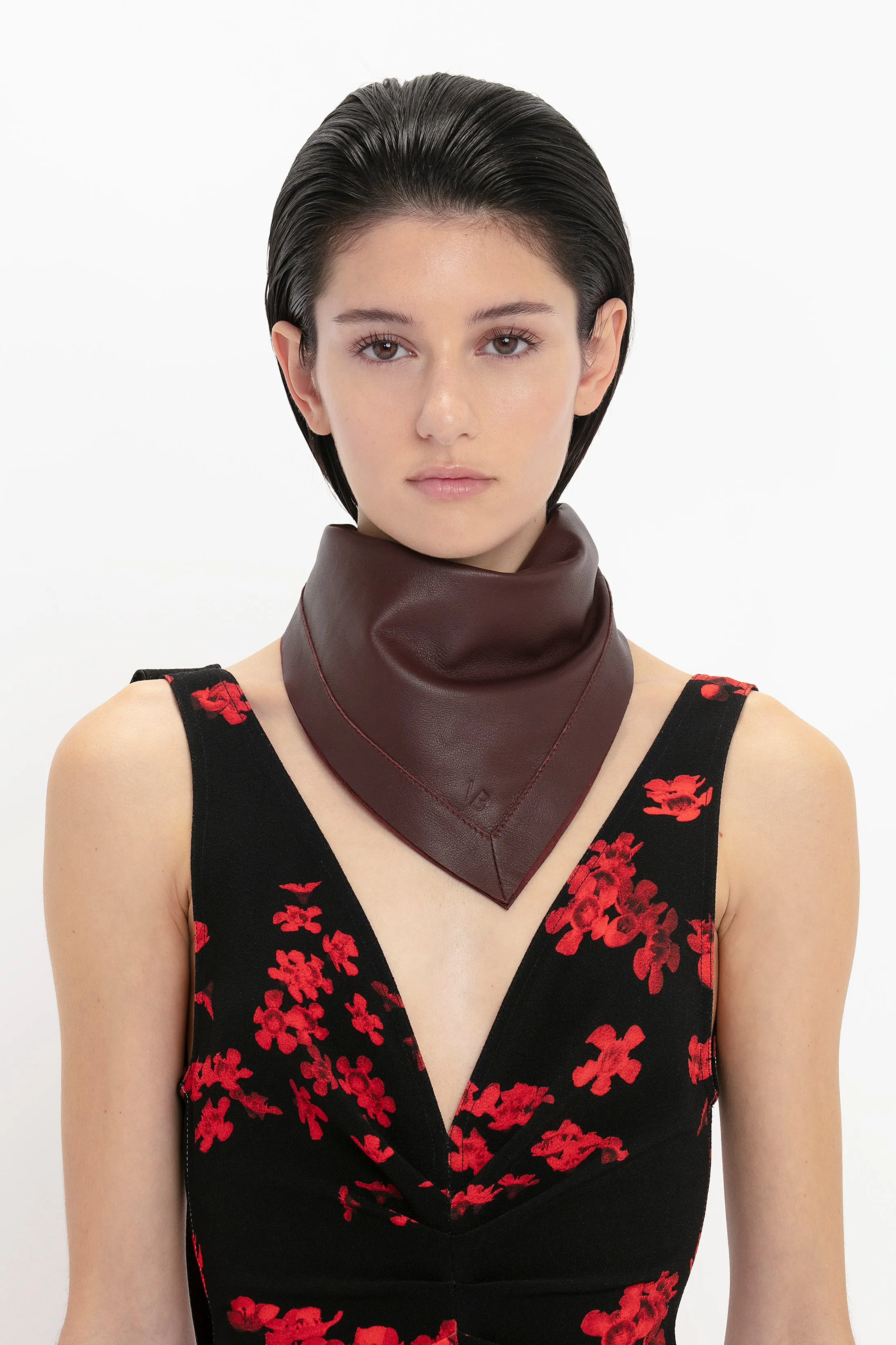 V-Neck Gathered Waist Gown In Sci-Fi Black Floral